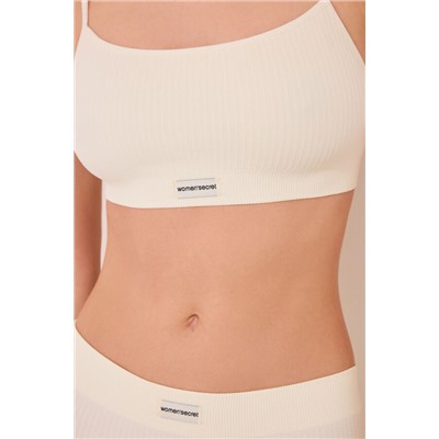Top canalé seamless blanco