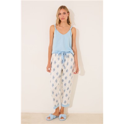 Pijama Capri 100% algodón paisley azul