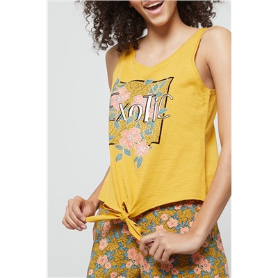 Camiseta de tirantes anudada Valia Mostaza
