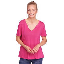 Damen T-Shirt mit elastischem Saumbündchen