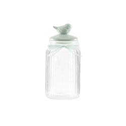 Kuşlu Kavanoz Silindir - Mint Yeşili - 1300 ml