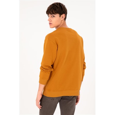 Erkek Hardal Basic Sweatshirt