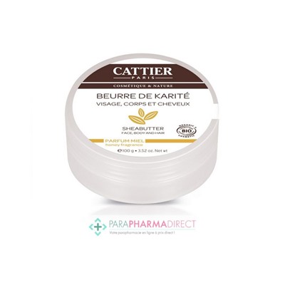 Cattier Beurre de Karité Visage, Corps & Cheveux Parfum Miel BIO 100g