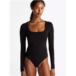 Square-Neck Long-Sleeve Bodysuit