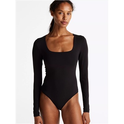Square-Neck Long-Sleeve Bodysuit