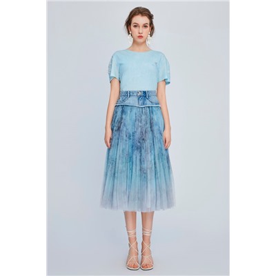 Falda bimateria Azul
