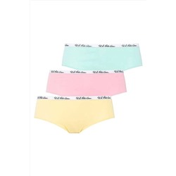 U.S. Polo Assn. Kadın Lisanslı Uspa Mint- Sarı-Pembe Pamuklu 3'lü Şort 273-Perita