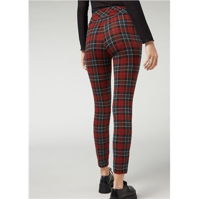 Leggings mit Schottenmuster und Reißverschluss