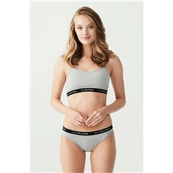 U.S. Polo Assn. Kadın Beyaz İp Askılı Balensiz Pamuklu Büstiyer ve Slip Takım 6US50PA04