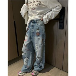 Женские джинсы Acne Studio*s x Moomi*n 🕺  Реплика 1:1