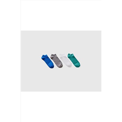 United Colors of Benetton Unisex Mix 4lü Logolu Düz Patik Çorap 623P6AO3H21J1-916