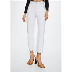 Jeans rectos tiro alto crop -  Mujer | MANGO OUTLET Melilla