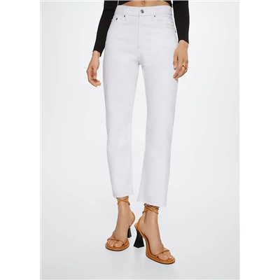 Jeans rectos tiro alto crop -  Mujer | MANGO OUTLET Melilla