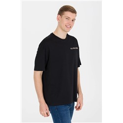Erkek Siyah Oversize Bisiklet Yaka Tişört