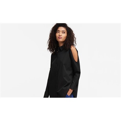 COLD SHOULDER BUTTON THROUGH TOP
