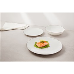 Сервиз обеденный, 4 перс, 12 пр, фарфор P, белый, с серебристым кантом, White Platinum, 63330