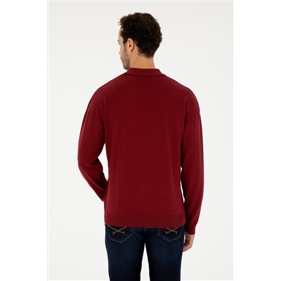 Erkek Bordo Basic Kazak