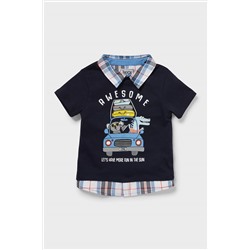 Kurzarmshirt - Bio-Baumwolle - 2-in-1-Look