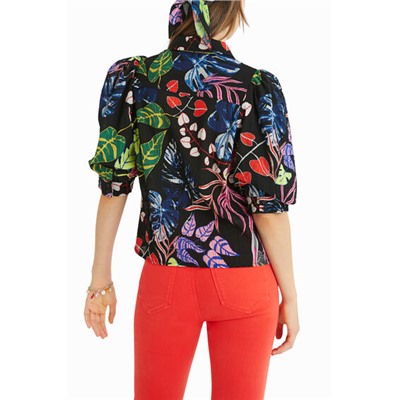 Blusa manga abullonada flores
