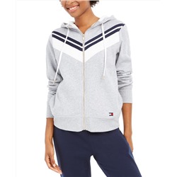 Tommy Hilfiger Sport Chevron-Striped Zippered Hoodie