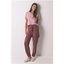 Pantalón largo punto suave granate
