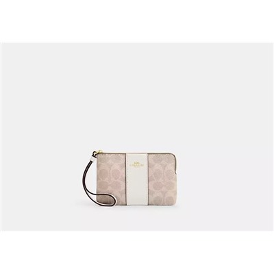 Corner Zip Wristlet In Signature Jacquard