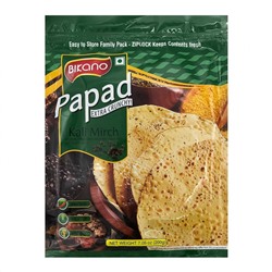 BIKANO Papad flatbreads with black pepper Лепешки Папад с черным перцем 200г