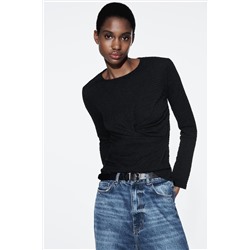 TEXTURED TOP WITH GATHERED DETAIL