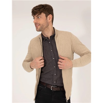 Kum Melanj Slim Fit Triko Hırka