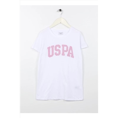 U.S. Polo Assn., Baskılı Beyaz Kız Çocuk T-shirt Kean-ıy23