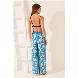 Pantalón largo viscosa estampado sello