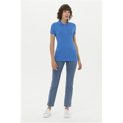 Kadın Saks Basic Polo Yaka Tişört