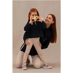 Kız Çocuk Lacivert Kapüşonlu Sweatshirt