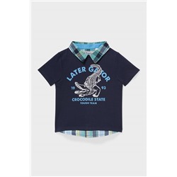 Kurzarmshirt - Bio-Baumwolle - 2-in-1-Look
