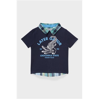 Kurzarmshirt - Bio-Baumwolle - 2-in-1-Look