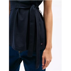 Stretch-Cotton Wrap Top