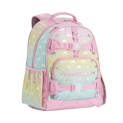 Mackenzie Pink Ombre Silver Foil Rainbows Backpacks