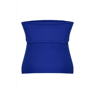 Saks Straplez Yaka Yandan Fermuarlı Krep Örme Bluz TBBSS24AF00092