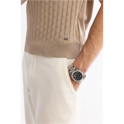 Vizon Polo Yaka Fermuarlı Rayon Triko T-Shirt