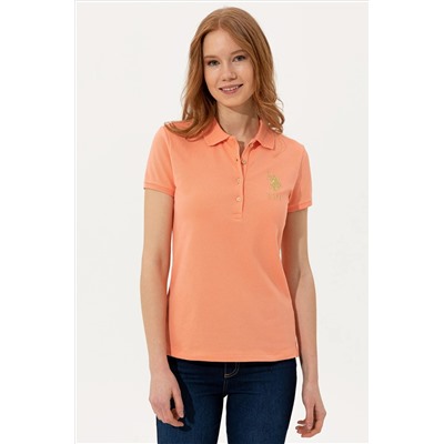 Kadın Somon Basic Polo Yaka Tişört
