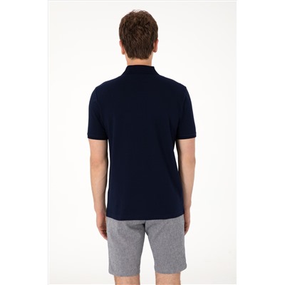 Erkek Regular Fit Polo Yaka Lacivert Basic Tişört