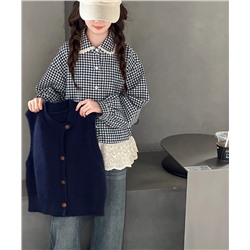 Рубашка и жилетка. Осенний костюм для девочек 2025 Хлопок 100%