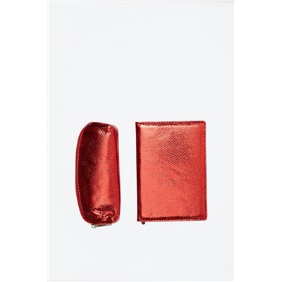 Estuche y agenda de rayas Rojo