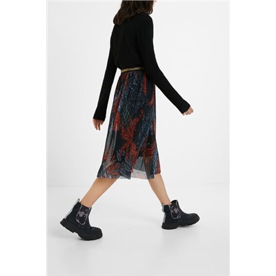 Falda midi plisada floral