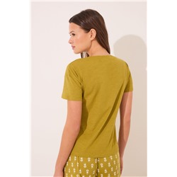 Camiseta lisa manga corta 100% algodón kaki