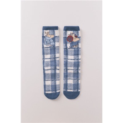 Calcetines largos pelo print cuadros Snoopy