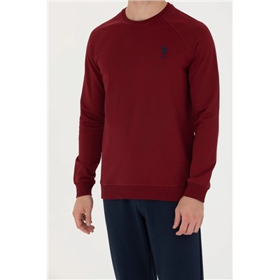 Erkek Bordo Basic Sweatshirt