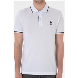 Erkek Slim Fit Polo Yaka Beyaz Basic Tişört
