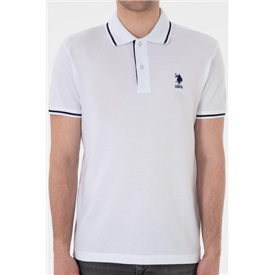 Erkek Slim Fit Polo Yaka Beyaz Basic Tişört