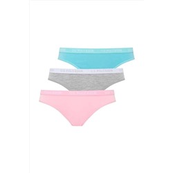 U.S. Polo Assn.Kadın Mint - Beyaz - Gri Melanj 3 Lü Slip